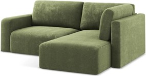 Zelená ženilková rozkladacia/s úložným priestorom rohová pohovka (pravý roh/do L) Kona – Makamii