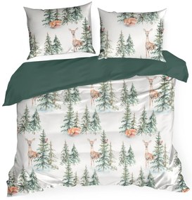 VIANOČNÉ RENFORCÉ OBLIEČKY DEER 200X220 CM, 2 KS 70X80 CM VZOROVANÉ