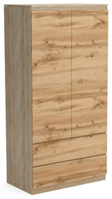 Šatní skriňa 90cm so 2 zásuvkami a vešiakom LUNE Dub sonoma/dub Wotan