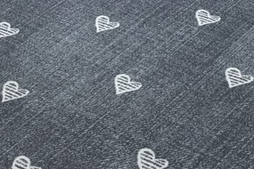 Okrúhly koberec pre deti HEARTS Jeans, vintage srdce - sivá Veľkosť: kruh 170 cm