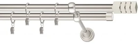 Dekorstudio Chrómová matná dvojradová garniža NORDIC 19mm Dĺžka: 460cm, Typ uchytenia: Držiak dvojitý otvorený, Typ príslušenstva: Krúžky tiché so štipcami