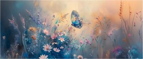 Obraz - Lúka s motýľom (120x50 cm)