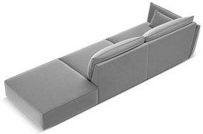 Svetlosivá zamatová pohovka ľavý roh 264 cm Vanda – Mazzini Sofas