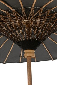 Čierny slnečník s drevenou tyčou Lorie Wood - ∅ 200*260 cm