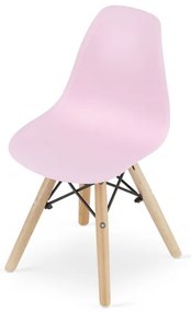 Set troch jedálenských stoličiek ZUBI rúžové (hnedé nohy) 3ks