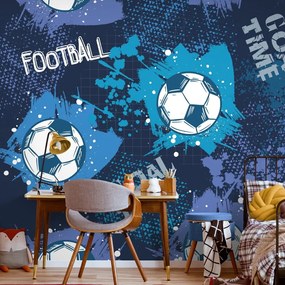 Samolepiaca tapeta futbalová lopta v modrom