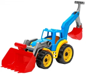 LEAN TOYS Modrý traktor + bagrová lyžica