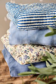 Ib Laursen Prešívaný prehoz Stripes OffWhite/Blue 130 × 180 cm