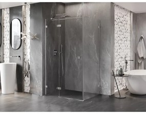 Mexen Lunar T, sklápací sprchový kút ľavý 135 x 90 cm, 8mm číre sklo, chrómový profil, 834T-135-090-01-00-L