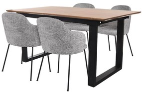 Snap - Sada: Rozkladací stôl Grand + 4 jedálenské stoličky Aura Black Boucle