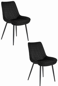 Set dvoch jedálenských stoličiek VERDO zamatové čierne / čierne nohy (2 ks)