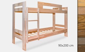 Poschodová posteľ z masívu - Sana, 90x200 cm, Olejový vosk