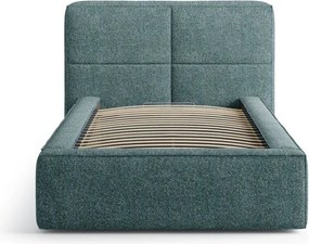 Tyrkysovomodrá čalúnená jednolôžková posteľ s úložným priestorom s roštom 90x200 cm Darren – Micadoni