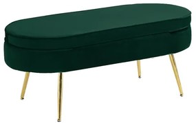 Luxusný taburet, smaragdová Velvet látka/chróm zlatý, Art-deco, NOBLIN TYP 2