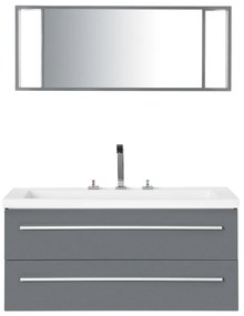 Šedý nástenný nábytok do kúpeľne so zásuvkou a zrkadlom ALMERIA Beliani