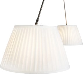 Oceľové závesné svietidlo s krémovými plisovanými tienidlami 35 cm 2-Lights - Blitz