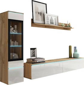 XXXLutz OBÝVACIA STENA dub wotan, biela s vysokým leskom P & B - Online Only obývacie izby - 002778000203