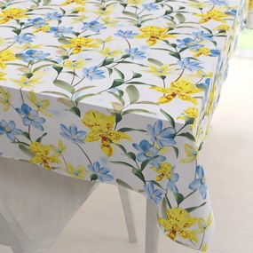 Biante Teflónový obdĺžnikový obrus TF-081 Žlto-modré ľalie na bielom 60x100 cm