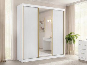 Šatníková skriňa s posuvnými dverami Razimo 3D, Farby: Biely velvet