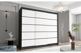 Veľká šatníková skriňa DAVOS VII 250 cm Biela - čierna