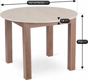 Vintino Rozkladací stôl RAMON 103–223 cm travertín/orech nicea