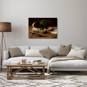 Sklenený obraz špargle na stole (70x50 cm)