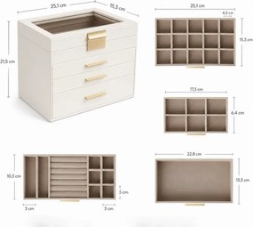Šperkovnica ELEGANT CASE 25,1x21,5x15,3 cm z eko kože, béžová