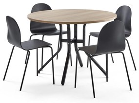 Zostava nábytku: Stôl Various + 4 čierne stoličky Gander