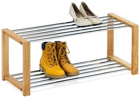 Botník 83168-11 NAT, 2 kovové chrómované police, masív  prírodný odtieň