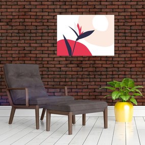 Obraz - Ružová florálna abstrakcia N⁰1 (70x50 cm)
