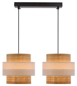 Závesné svietidlo s ratanovým tienidlom v bielo-prírodnej farbe ø 20 cm Rattan – Candellux Lighting