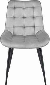 Svetlosivá zamatová stolička BERA s čiernymi nohami