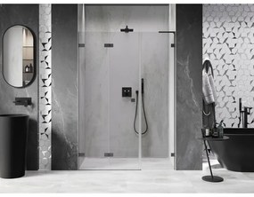 Mexen Lunar-F, L skladacie ľavé sprchové dvere 150 cm, 8mm číre sklo, grafitový profil, 836SL-150-050-95-00-L