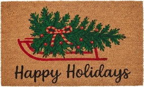 Vianočná kokosová rohožka Happy Holidays - 75*45*1 cm