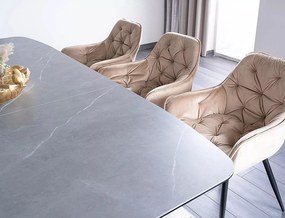 Jídelní rozkládací stůl Dolce 180/240 cm keramika šedý mramor/ořech
