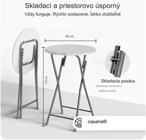 InternetovaZahrada Skladací barový stôl  Ø60 cm - biely/ mramorový vzhľad