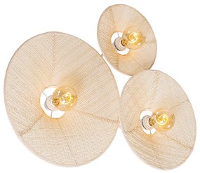 Dizajnová nástenná lampa biela s látkou 3-svetlo - Jane