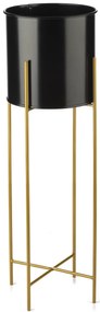 KOVOVÝ KVETINÁČ SO STOJANOM GLAMOUR 75X24 CM ČIERNA/ZLATÁ