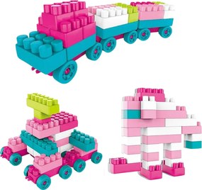 LEAN Toys Priestorové stavebné bloky Pastelová ružová 360 el.