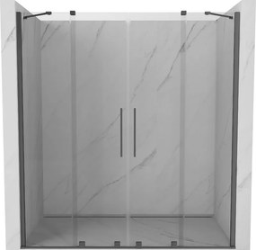 Mexen Velar Duo, posuvné sprchové dvere do otvoru 200 cm, 8mm číre sklo, brúsený grafit, 871-200-000-02-95