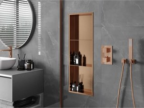 Mexen X-Wall-R, polica na zapustenie s prírubou  90 x 30 cm, medená matná - 19C0903010S