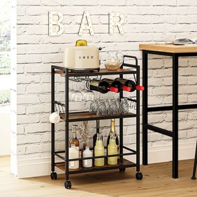 Servírovací vozík Houseland Lexo hnědý/černý