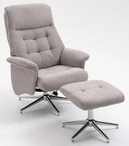 Relaxačné TV kreslo s podnožkou Leonardo, svetlo šedá látka%