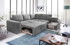 Rohová sedacia súprava Eddi, stredne šedá látka, pravý roh