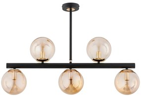 Luster na tyči TUKANE 5xE14/10W/230V čierna/zlatá