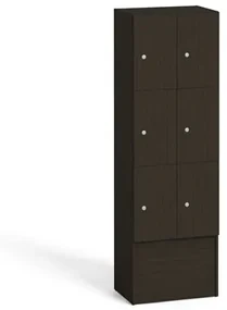 Drevená odkladacia skrinka s úložnými boxami, 6 boxov, 1700 x 600 x 420 mm, cylindrický zámok, wenge