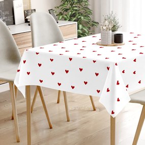 Goldea hranatý obrus 100% bavlnené plátno - červené srdiečka na bielom 80 x 80 cm