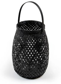 Čierny bambusový lampáš Compactor Bamboo Lantern, ⌀ 18 cm