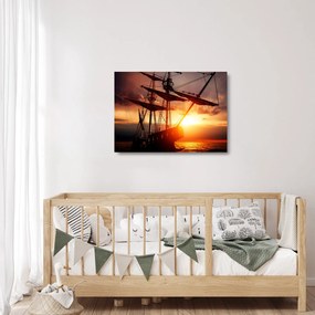 Sklenený obraz - Staroveká pirátska loď (70x50 cm)