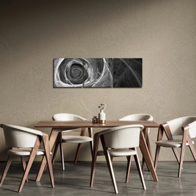 Obraz - Abstraktné ruže čiernobiela (s hodinami) (90x30 cm)